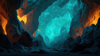Hyper Realistic Underground Sci-Fi Landscape with Stunning Cavernous Details and Vibrant Colors