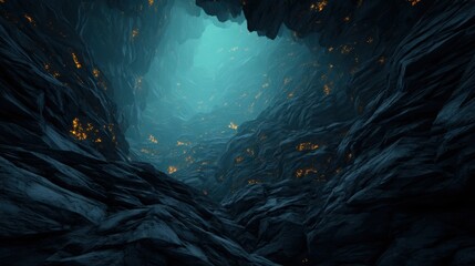 Hyper-Realistic Underground Sci-Fi Landscape with Glowing Details and Breathtaking Depths
