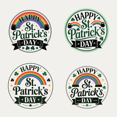 Obraz premium St Patricks Day Rainbow Pot Clover Designs pot of gold