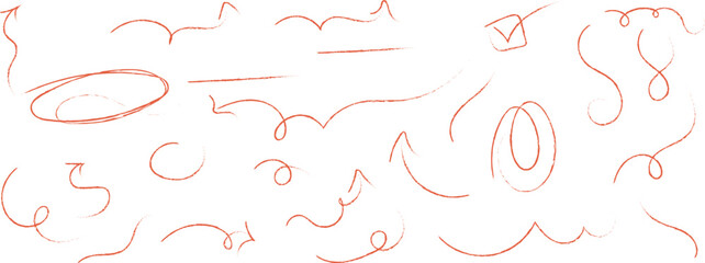 Hand drawn collection of simple doodle elements and icons