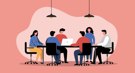 Diverse team collaborating in a modern office meeting, discussing business strategies and ideas. Represents teamwork, communication, and professional development.
