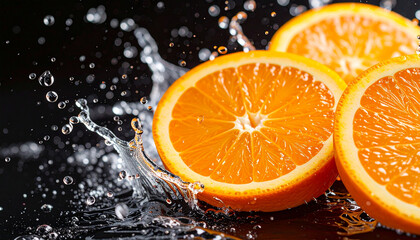 
Fresh Orange Slices with a Dynamic Wate
