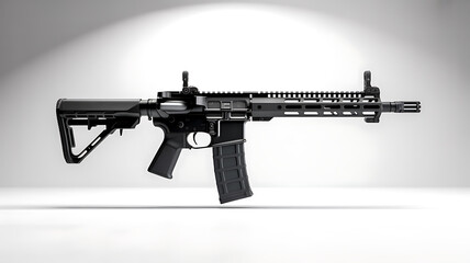 Modern black ar-15 style rifle with tactical accessories for defense and sport