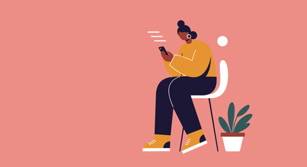 Engaged woman using her smartphone, highlighting digital connectivity, communication, and modern lifestyle. Ideal for tech or social media content.