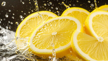 Refreshing Lemon Slices with a Dynamic Water Splash