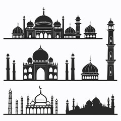 Islamic architecture domes minarets silhouettes mosque silhouette building