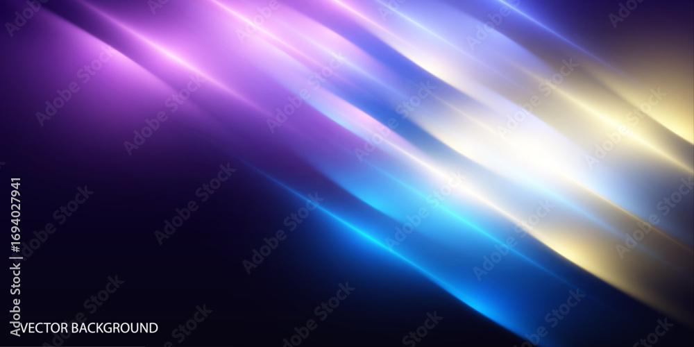Wall mural blue neon rays descend from the top, merging with red light streaks. this motion effect simulates hi