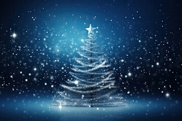 Christmas tree decoration bright lights particles christmas blue christmas tree.