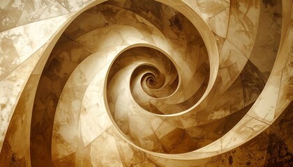 A sepia-toned spiral geometric wallpaper adds a touch of retro vintage flair.