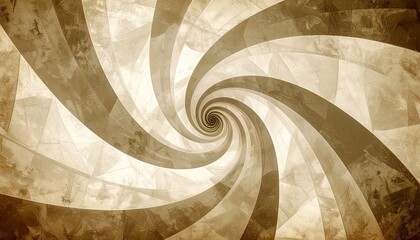 A sepia-toned spiral geometric wallpaper adds a touch of retro vintage flair.
