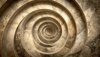 A sepia-toned spiral geometric wallpaper adds a touch of retro vintage flair.