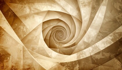 A sepia-toned spiral geometric wallpaper adds a touch of retro vintage flair.