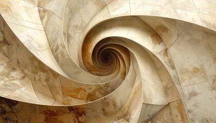 A sepia-toned spiral geometric wallpaper adds a touch of retro vintage flair.