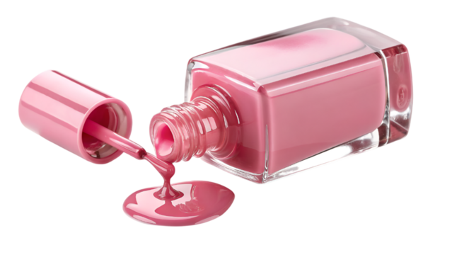 pink nail polish isolated on transparent background