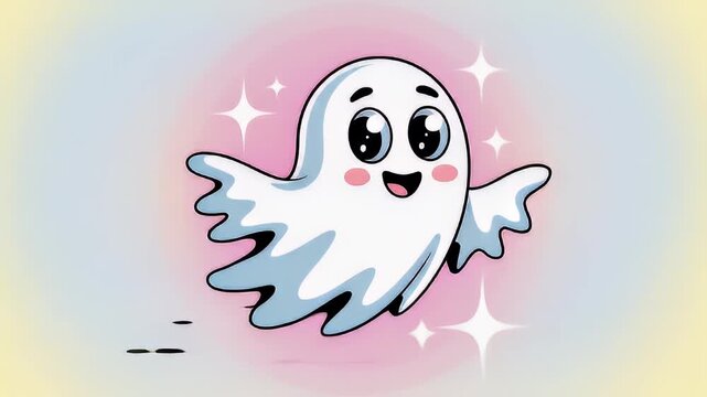 cute happy friendly ghost cartoon illustration