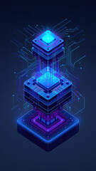 Quantum computing processing data with futuristic microchips and circuitry