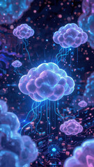 Cloud computing connecting to circuit board: futuristic technology