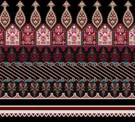 Digital design textile print floral pattern digital design boarder seamless pattern . 