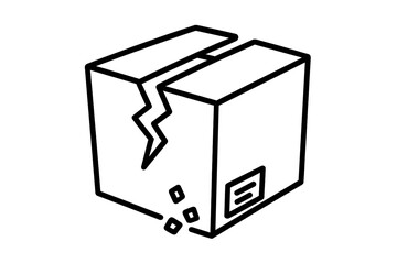 Broken box thin line icon. Damaged package concept. Fragile parcel vector illustration. Shipping and delivery problem. Poor handling of cargo symbol for web, apps, ui.