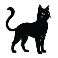 Halloween Black Cat Silhouette Vector Icon on white background