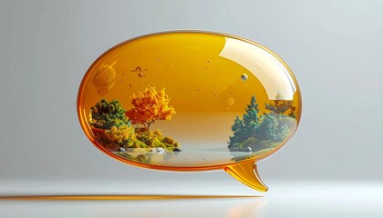 Amber bubble with autumnal scene