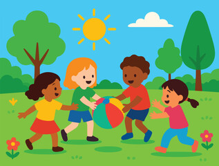 Children Playing Together in a Park for International Day of Peace