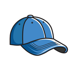 Illustration Vector Graphic Cartoon of a Stylish Blue Baseball Cap with Curved Brim
