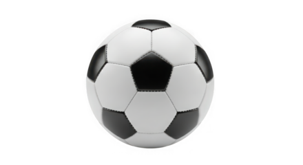 Realistic soccer ball front view isolated high detail sports equipment for games training and fan merchandise transparent background