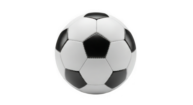 Realistic soccer ball front view isolated high detail sports equipment for games training and fan merchandise transparent background
