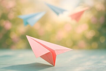 Paper Airplanes on a Dreamy Pastel Background