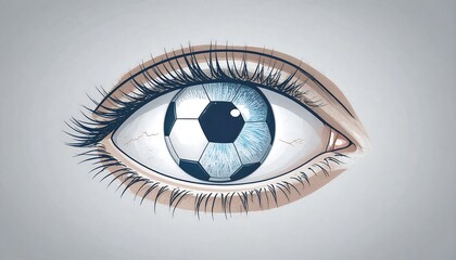 An eye with a soccer ball