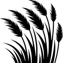 Obraz premium Silhouette of Ornamental Grass A Black and White Vector Illustration for Design and Decoration
