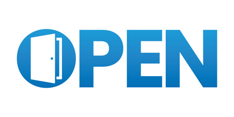 A simple and clean open door icon on a white background. The image is perfect for any business or website needing a clear and concise symbol. It is a vector graphic.