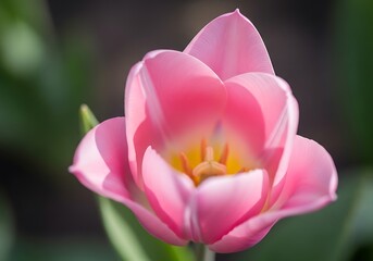 Fototapeta premium Pink tulip in garden with soft background