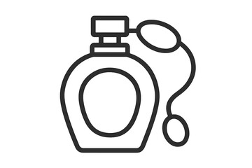 Obraz premium Vintage perfume bottle with atomizer spray pump. Line art icon for beauty, fragrance, and cosmetic concepts. Vector illustration for glamour, fashion, and aromatherapy design.