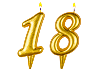 candle number eighteen brithday isolated on transparent png