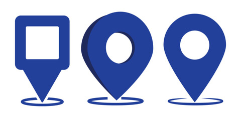 Location or map pin icon symbol set. Location pointer. Black and red location icon set on white background. Vector illustration