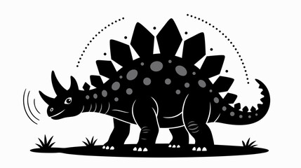 Stegosaurus dinosaur illustration with spikes and dotted patterns  