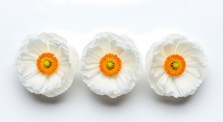 Obraz premium Three White Poppies with Orange Centers