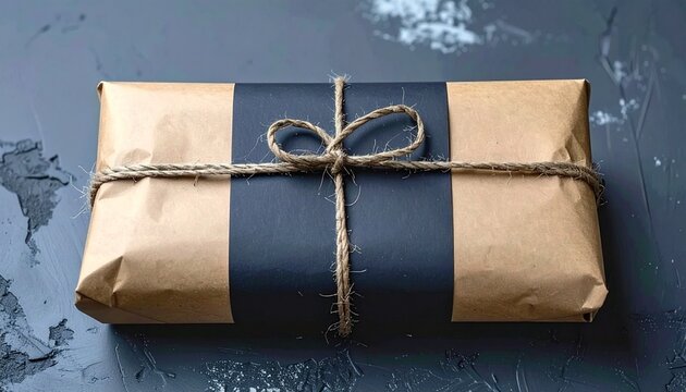 Reference ImageRustic Kraft Paper Package with Black Label and Twine 
