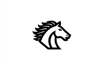 Side view of a stylized horse head .