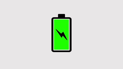 Fully charged battery icon with lightning bolt symbol in green and black colors
