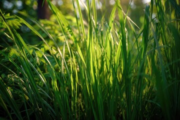Lush green grass bathed in sunlight (1)