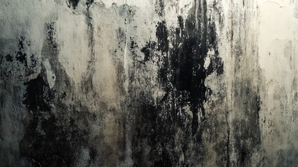 Wall with mold and moisture damage showing black and white discoloration.
