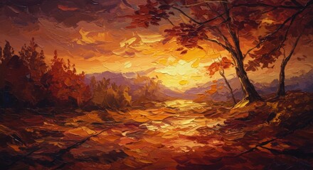 Abstract oil painting texture in autumn color palette background