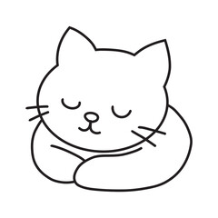 cute line sleeping cat, vector illustration