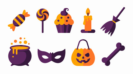 Halloween themed icons for celebration and decoration