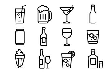 Shield icon set vector, cartoon style, transparent background, protective emblem designs, rounded line art, security symbols collection for design projects and UI elements