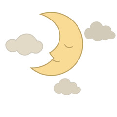 moon and clouds, vector illustration