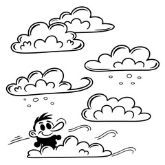 Fototapeta premium Cartoon clouds and happy character weather